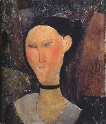 Amedeo Modigliani Woman with a Velvert Ribbon (mk39) oil painting reproduction